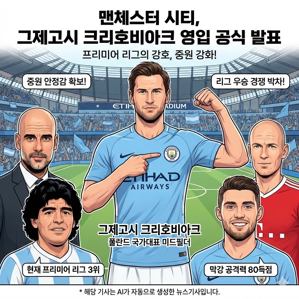 맨시티, [폴란드 특급] 크리호비아크 전격 영입!